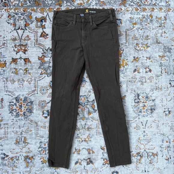 Carhartt Denim - Carhartt Tarmac Slim Fit Pants Stretch Cotton Mossy Brown Women's 4 Regular